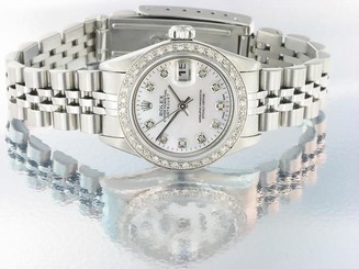 ROLEX LADIES DATEJUST WATCH STAINLESS STEEL DIAMOND AUTOMATIC ROLEX OYSTER LADY