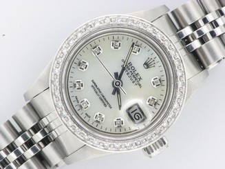 ROLEX LADIES DATEJUST WATCH STAINLESS STEEL DIAMOND AUTOMATIC ROLEX OYSTER LADY