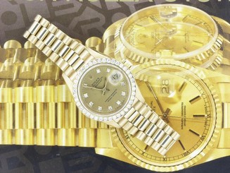 ROLEX LADIES DATEJUST WATCH 18CT YELLOW GOLD PRESIDENT W/ DIAMONDS ROLEX OYSTER
