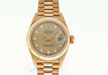 ROLEX LADIES DATEJUST WATCH 18CT YELLOW GOLD PRESIDENT W/ DIAMONDS ROLEX OYSTER