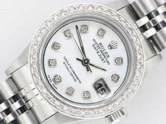ROLEX LADIES DATEJUST WATCH STAINLESS STEEL DIAMOND AUTOMATIC ROLEX OYSTER LADY