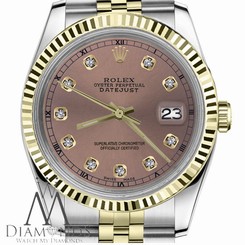 Men`s Rolex 36mm Datejust2Tone Salmon Color Dial with Diamond Accent RT