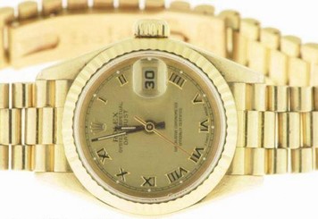 ROLEX LADIES DATEJUST WATCH 18CT YELLOW GOLD PRESIDENT W/ DIAMONDS ROLEX OYSTER