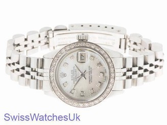 ROLEX LADIES DATEJUST WATCH STAINLESS STEEL DIAMOND AUTOMATIC ROLEX OYSTER LADY