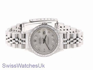 ROLEX LADIES DATEJUST WATCH STAINLESS STEEL DIAMOND AUTOMATIC ROLEX OYSTER LADY
