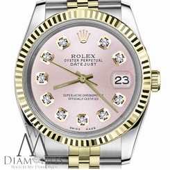 Barbie Metallic Pink 26mm Rolex Datejust 18K 2Tone Diamond Jubilee Oyster Watch
