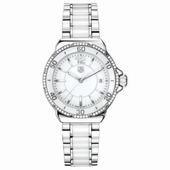 TAG HEUER WOMEN'S DIAMONDS 37MM WHITE CERAMIC QUARTZ WATCH WAH1213.BA0861 7612533049635