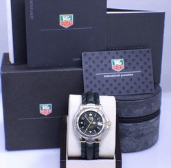 TAG HEUER 6000 STAINLESS STEEL & 18K YELLOW GOLD CHRONOMETER WATCH BOX & PAPERS