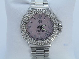 Ladies Tag Heuer Formula 1 Sparkling Watch Pink Dial Diamond 35mm RETAIL ~$3000