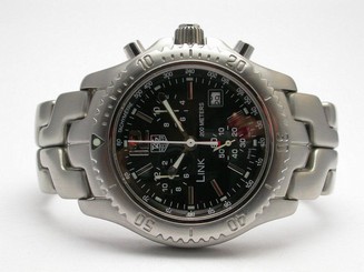 TAG HEUER LINK QUARTZ STYLE #CN111H TACHYMETRE BLACK DIAL 3 SUB DIALS MENS WATCH