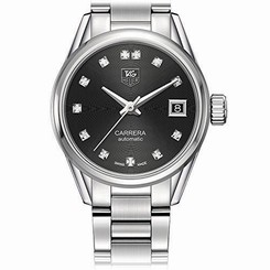 TAG HEUER WOMENS CARRERA CALIBRE 9 AUTOMATIC WATCH DIAMOND DIAL DIAMOND BEZEL 28