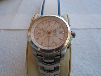 MEN'S TAG HEUER CHRONOGRAPH LINK,SS,43 MM DIA,AUTO,DATE,REF CJF2111,8 3/4" WRIST