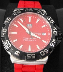 ORIGINAL TAG HEUER FORMULA 1 WAH1112.BT0706 RED RUBBER SWISS QUARTZ WATCH
