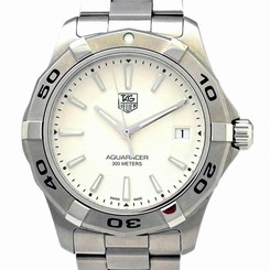 Pre-owned TAG HEUER WAP1111 Aquaracer 300M Quartz SS White Dial Mens Watch, PD