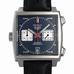 TAG Heuer Men's CAW211P.FC6356 Monaco Analog Swiss Automatic Black Leather Watch
