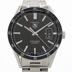  Pre-Owned Tag Heuer Carrera Calibre 5 SS Black Dial Men's Auto Watch WV211M-0,MR