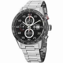 Tag Heuer Carrera Black Dial Stainless Steel Automatic Chronograph Mens Watch CA 7612533104365