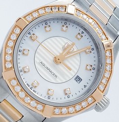 TAG HEUER "AQUARACER" 18K ROSE GOLD & SS REF: WAP1452 CIRC: 2016 W/ BOX & PAPERS