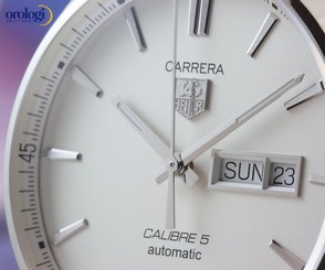 TAG Heuer Men's Carrera Day-Date Automatic Steel on Brown Leather Silver Face 683498427186