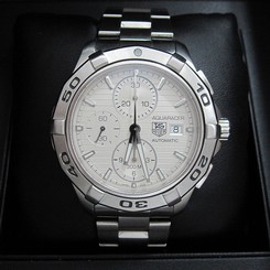 TAG HEUER Aquaracer CAP2111 BA0833 Men's SS White Automatic Watch Pre-Owned 760643138378