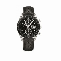 Tag Heuer Men's CV201AJ.FC6357 Carrera Chronograph Automatic Black Leather Watch