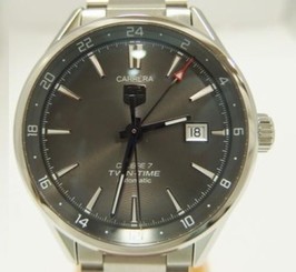 Pre-Owned TAG HEUER Carrera Calibre 7 Twin Time WAR2012 Men's SS/AT Gray, MD