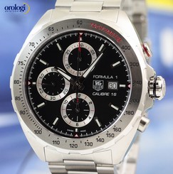 TAG Heuer Men's Formula 1 Calibre 16 Steel on Steel Chrono Auto Watch Black Face