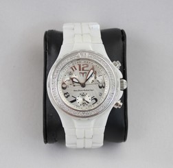 TECHNOMARINE TECHNOLADY WHITE CHRONO MOON SUN CERAMIQUE DIAMOND WATCH
