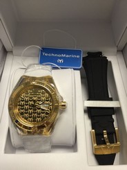 Technomarine TM-115022 Cruise Monogram 40mm Gold Dial Watch + Bonus Black Strap
