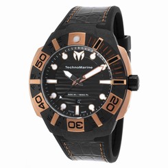 Technomarine TM-514002 Mens Black Dial Quartz Watch with Silicone Strap