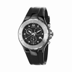 Technomarine 110028 Unisex Black Dial Analog Quartz Watch with Silicone Strap