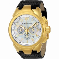 TECHNOMARINE MEN'S SEA DREAM 48MM BLACK LEATHER BAND QUARTZ WATCH TM-715023