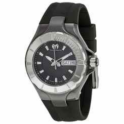 Technomarine 110026 Unisex Black Dial Analog Quartz Watch with Rubber Strap