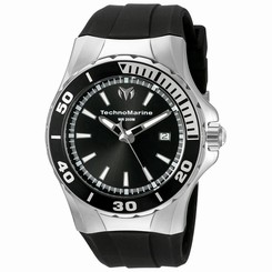 Technomarine 215054 Mens Black Dial Analog Quartz Watch with Silicone Strap