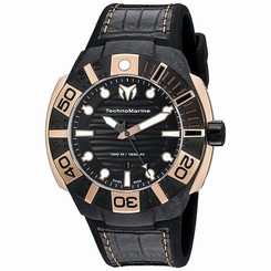 Technomarine Men's TM-514002 Black Reef Black Watch With Silicone and Leather Ba