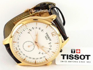 Tissot Men's T0636373603700 Tradition Perpetual Calendar Rose Plated Watch -NEW