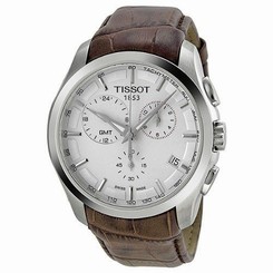 Tissot T0354391603100 Couturier GMT Chronograph BRN Leather Men White Dial Watch 758499232371