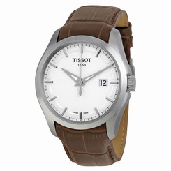 Tissot T0354101603100 Mens Silver Dial Analog Quartz Watch with Leather Strap
