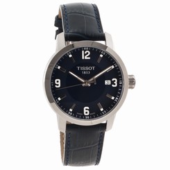 Tissot T0554101604700 PRC 200 Sport Swiss Date Men Blue Dial & Leather Watch New