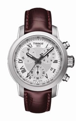 Tissot PRC 200 Lady Quartz Silver Dial Watch with Burgundy Leather Strap T055217