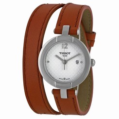Tissot T0842101601704 Womens Silver Dial Analog Quartz Watch with Leather Strap