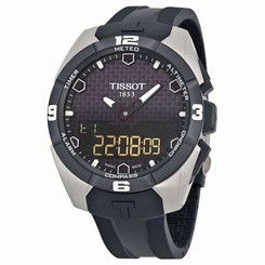 Tissot T091.420.47.051.00 Mens Black Dial Analog Quartz Watch with Leather Strap