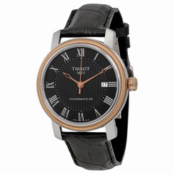 Tissot T0974072605300 Bridgeport Powermatic80 Black Dial Men Black Leather Watch