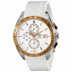 Tissot T0244272701100 Mens White Dial Analog Automatic Watch with Rubber Strap