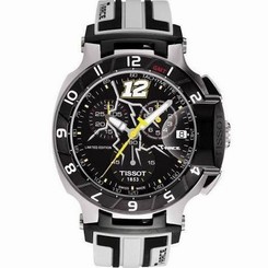 T048.417.27.057.10 Tissot T-Race Chronograph Black Dial Black and White Rubber M 758499243568