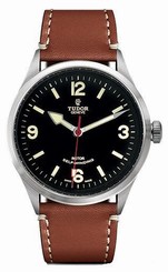 New Tudor Heritage 41mm Steel/Leather Black Dial Men's Watch 79910-0003