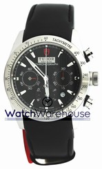 Tudor 42000 Leather BLK IND Fastrider Chronograph Black Dial Men Watch New Orig
