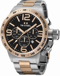 TW Steel Men's CB134 Canteen Chronograph 50mm Two-Tone Black Dial Watch