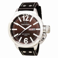 TW Steel Men's CEO Canteen 50mm Brown Dial Brown Leather Watch CE1010 8718215080916