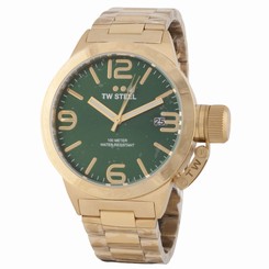 NEW TW Steel Canteen Bracelet CB221 Gold Tone Green Dial Automatic Watch